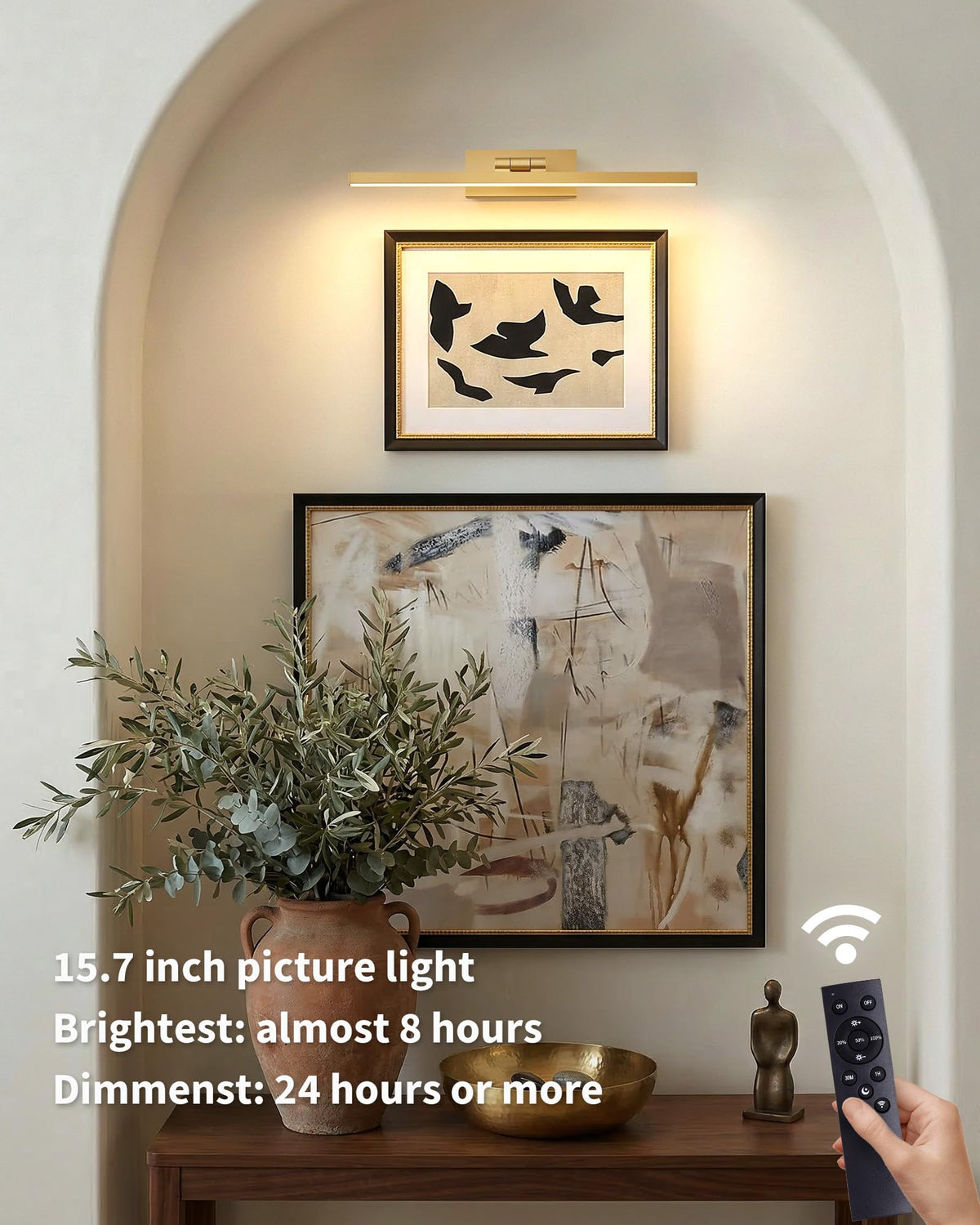 Picture Lights Set of 2 Gold Cordless 15 7 inch Wall Mount - PUSU Official Imagery - 8