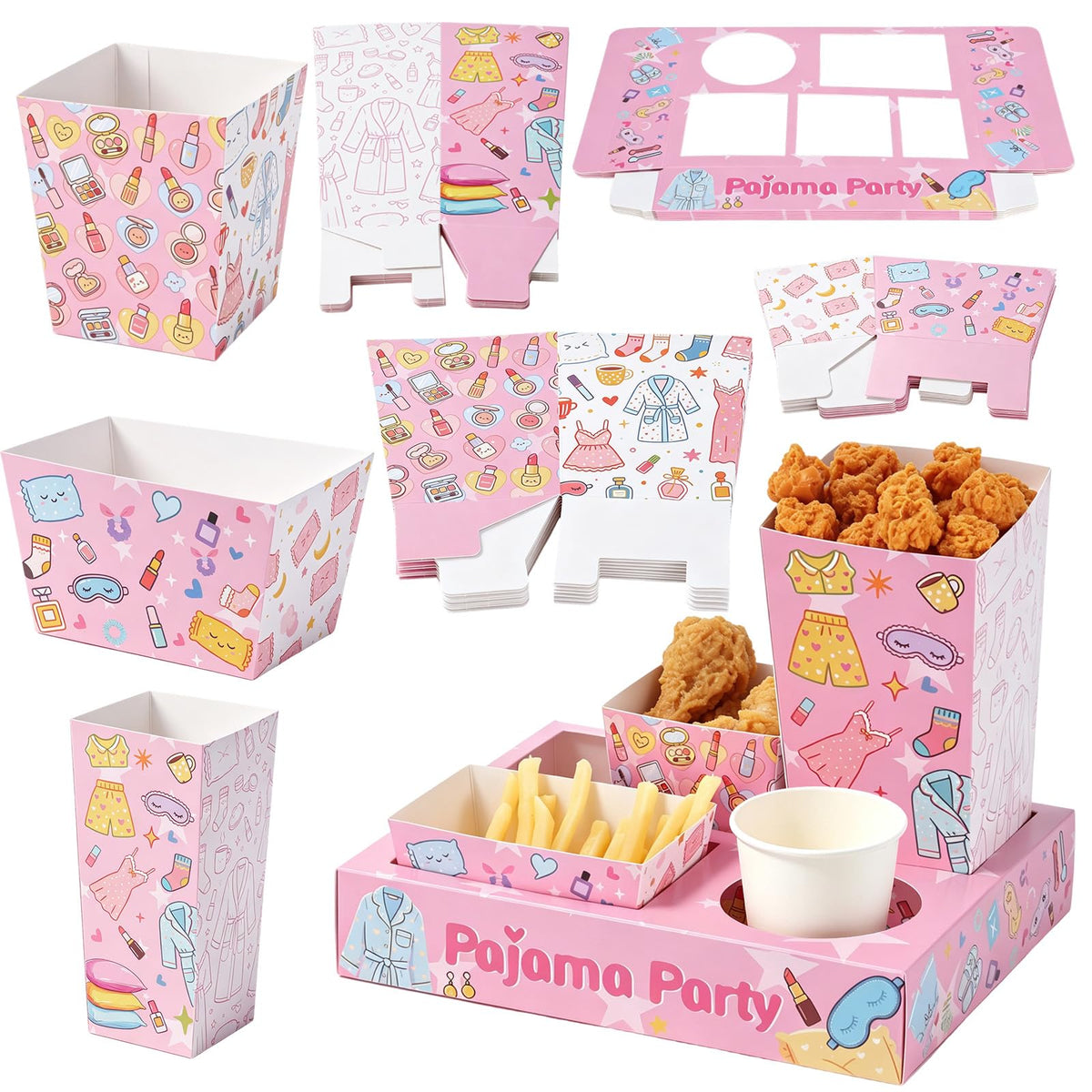 12Set Pajama Party Snack Tray Kit Slumber Party Supplies - HFYZZ Official Imagery - 1