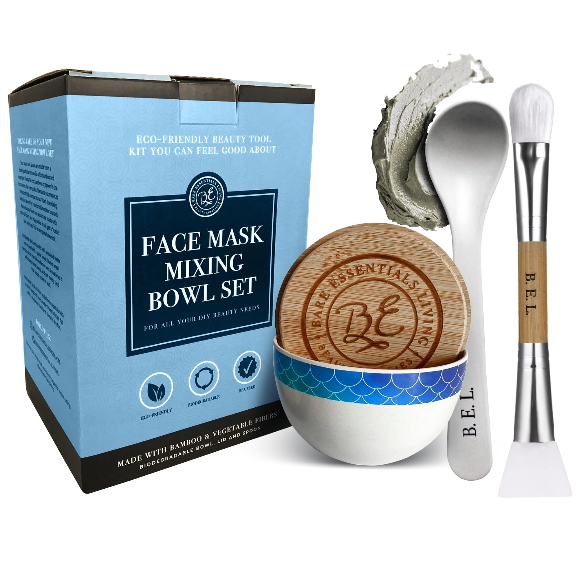 Clay Face Mask Mixing Bowl Set, Skin Care Kit Facial Bowls with - Bare Essentials Living