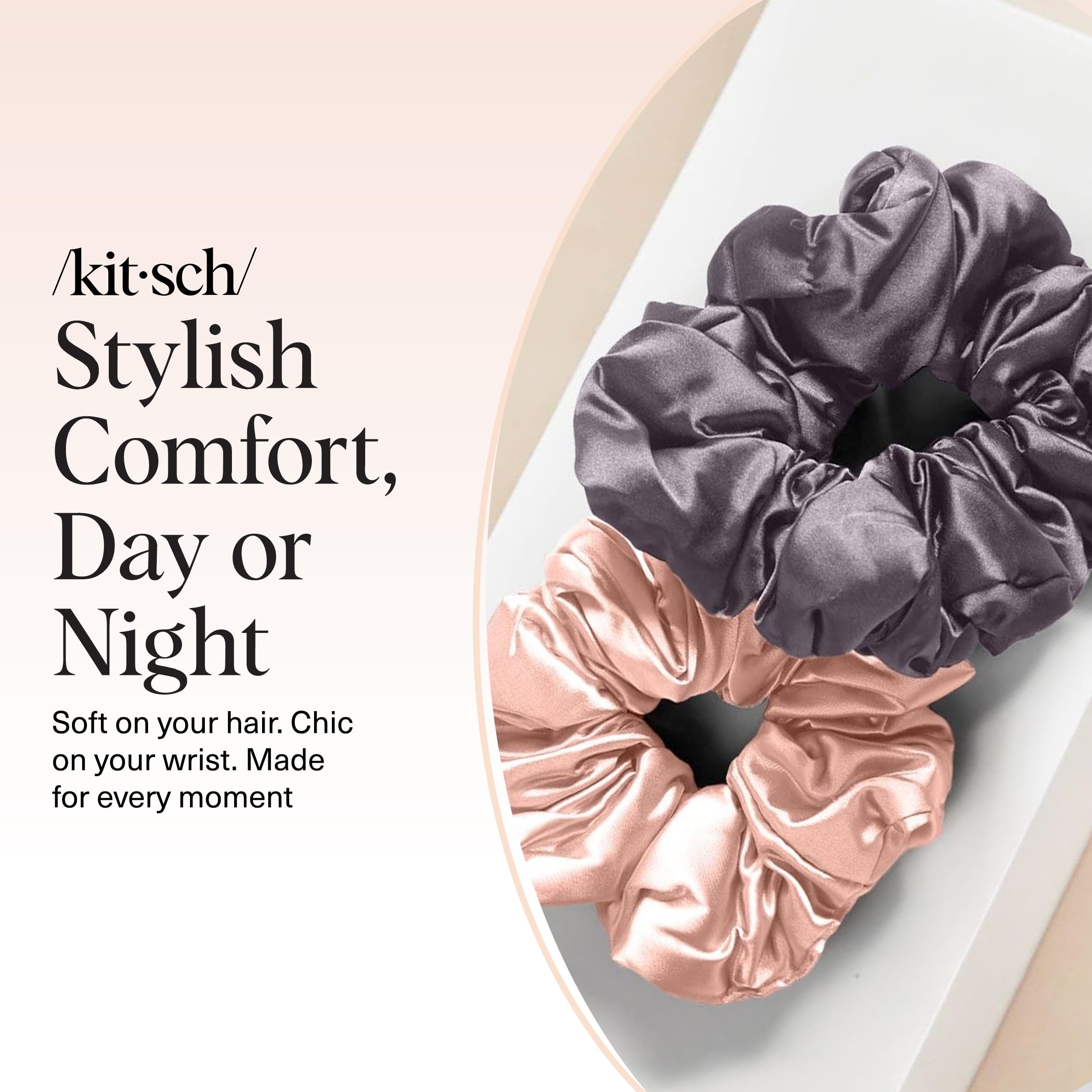 Elefair Tech Kitsch Pillow Satin Scrunchies - Blush Charcoal & - Elefair Tech Official Product View 9
