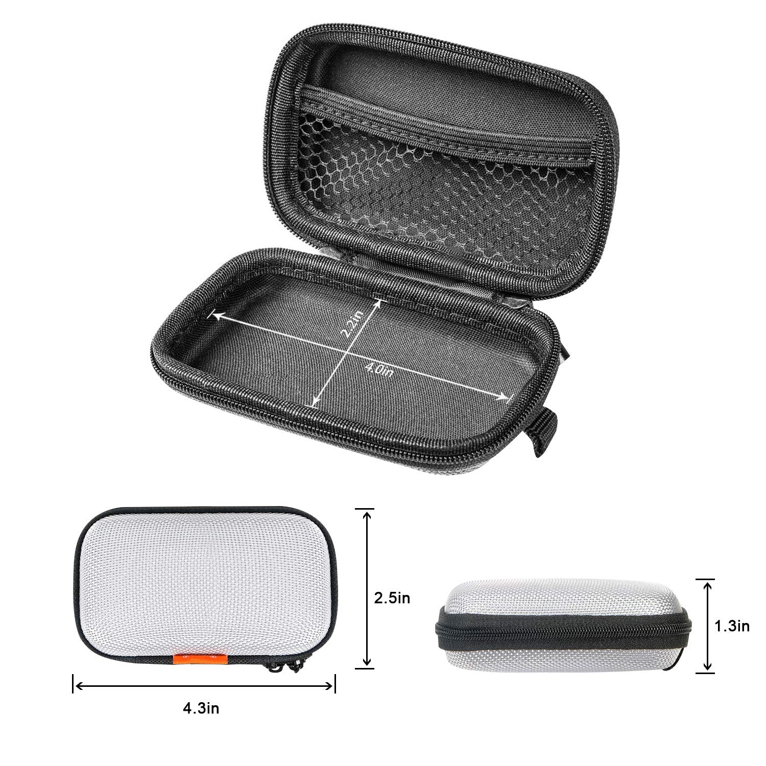 GLCON Silver Small EVA Electronic Carrying Case, Hard Shell Zipper Pouch - GLCON Official Product View 4