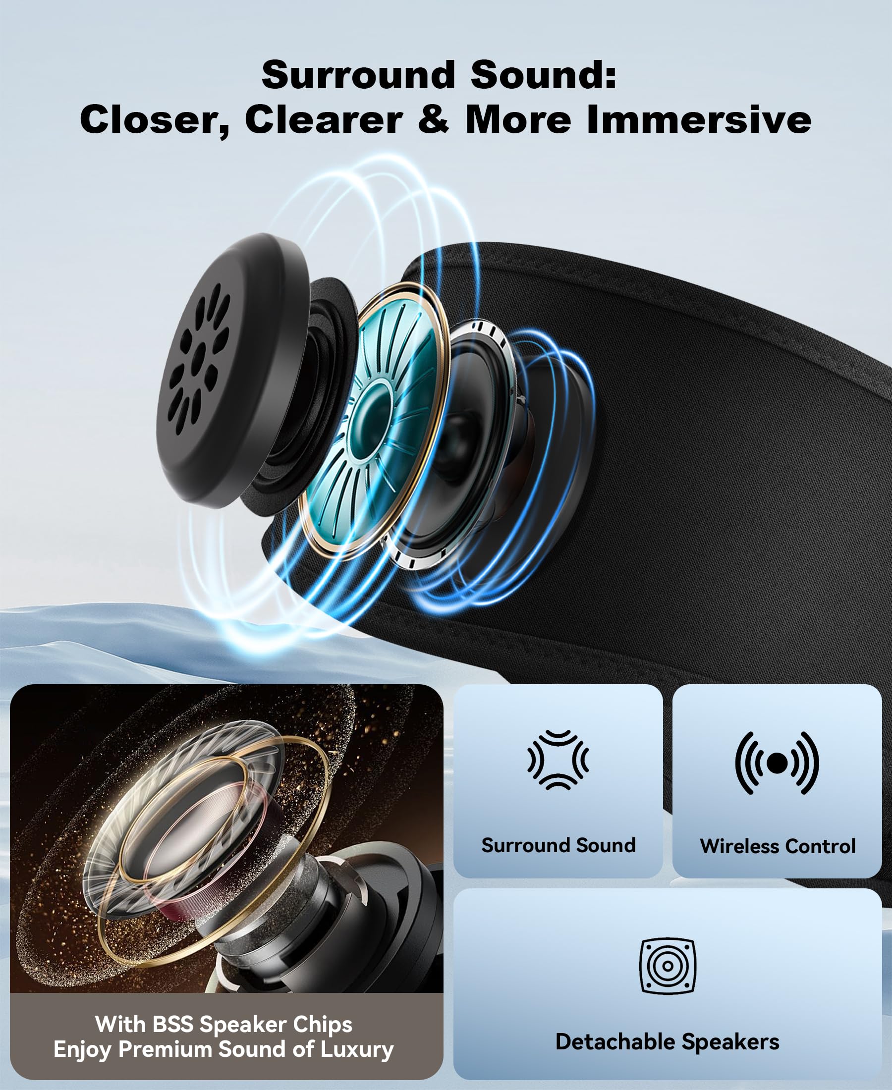 MUSICOZY Sleep Headphones Bluetooth Headband Headphones for Side by MUSICOZY - Angle View 3