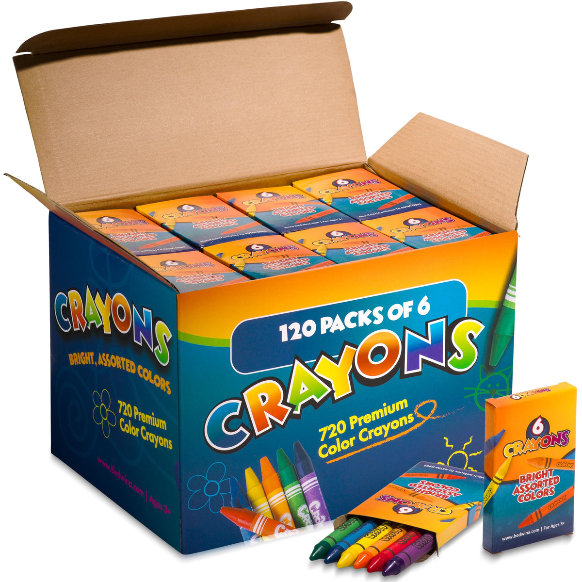 Bulk Crayons Party Favors Classrooms 120 Packs of 6 Colors - Bedwina Official Imagery - 1