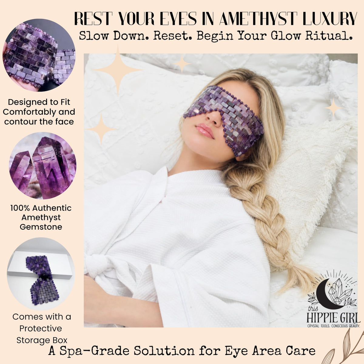 This Hippie Girl Amethyst Eye Mask Natural Crystal Facial - Boho Aromatic Official Imagery - 8