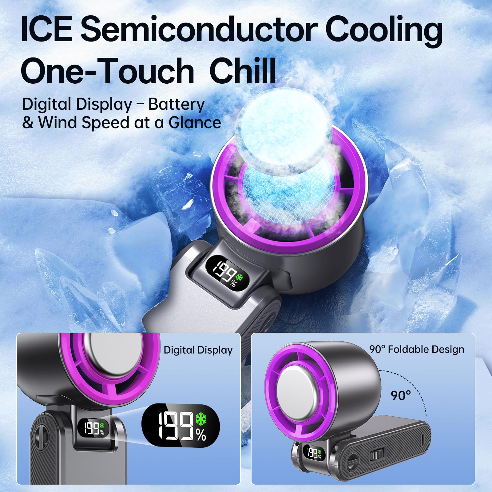 Coolhill Pro Handheld Portable fan with Turbo Cooling, Speed  550 by Coolhill - Angle View 4