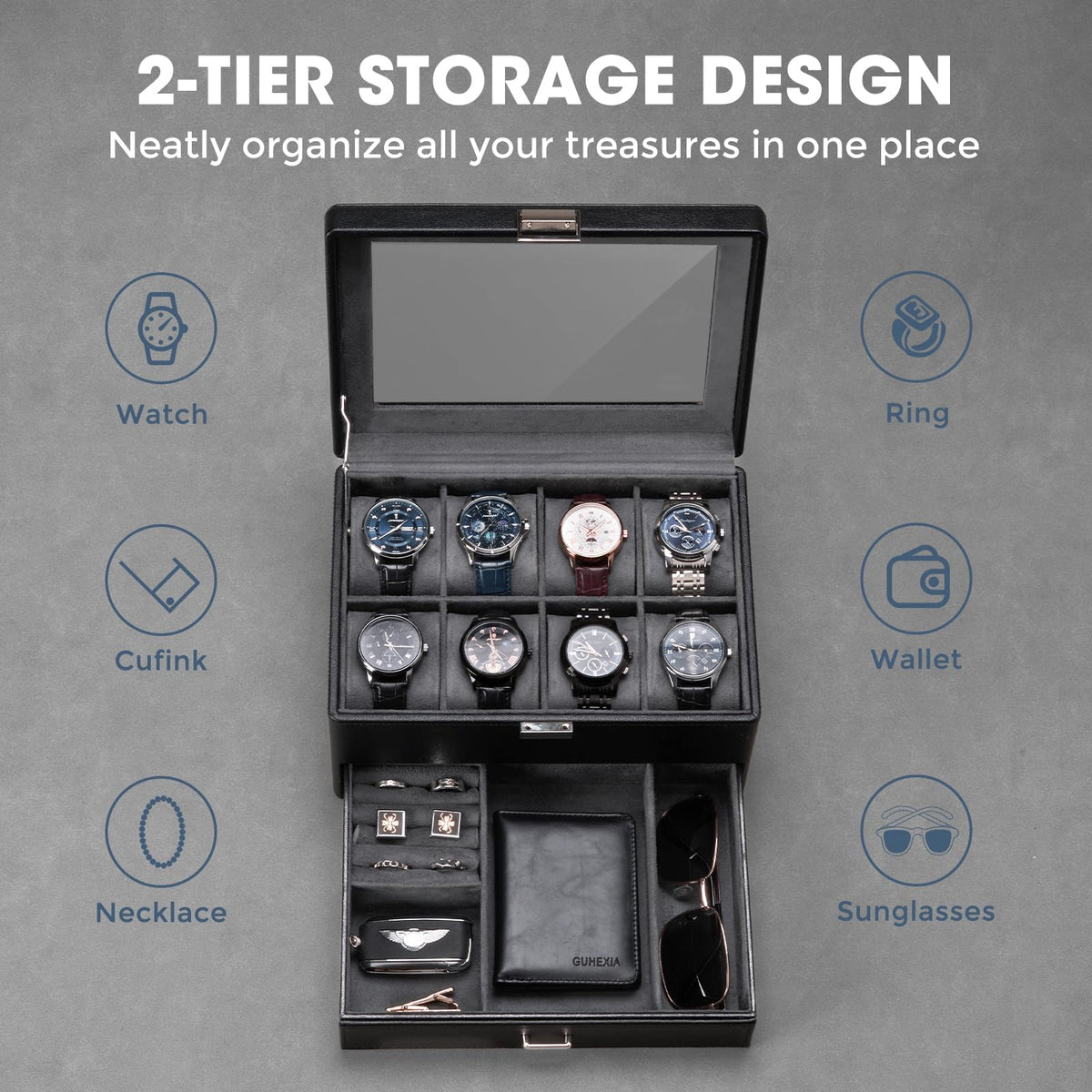 ProCase Premium Watch Box for Men Jewelry Organizer Box with - ProCase Official Imagery - 7