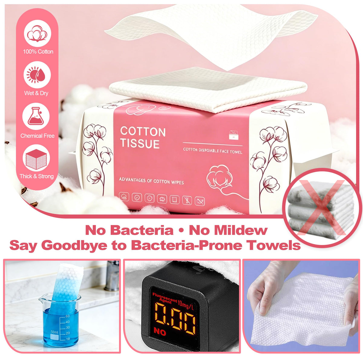 600 Count Disposable Face Towel Dual Textured Facial Wash - Futetui Official Imagery - 6