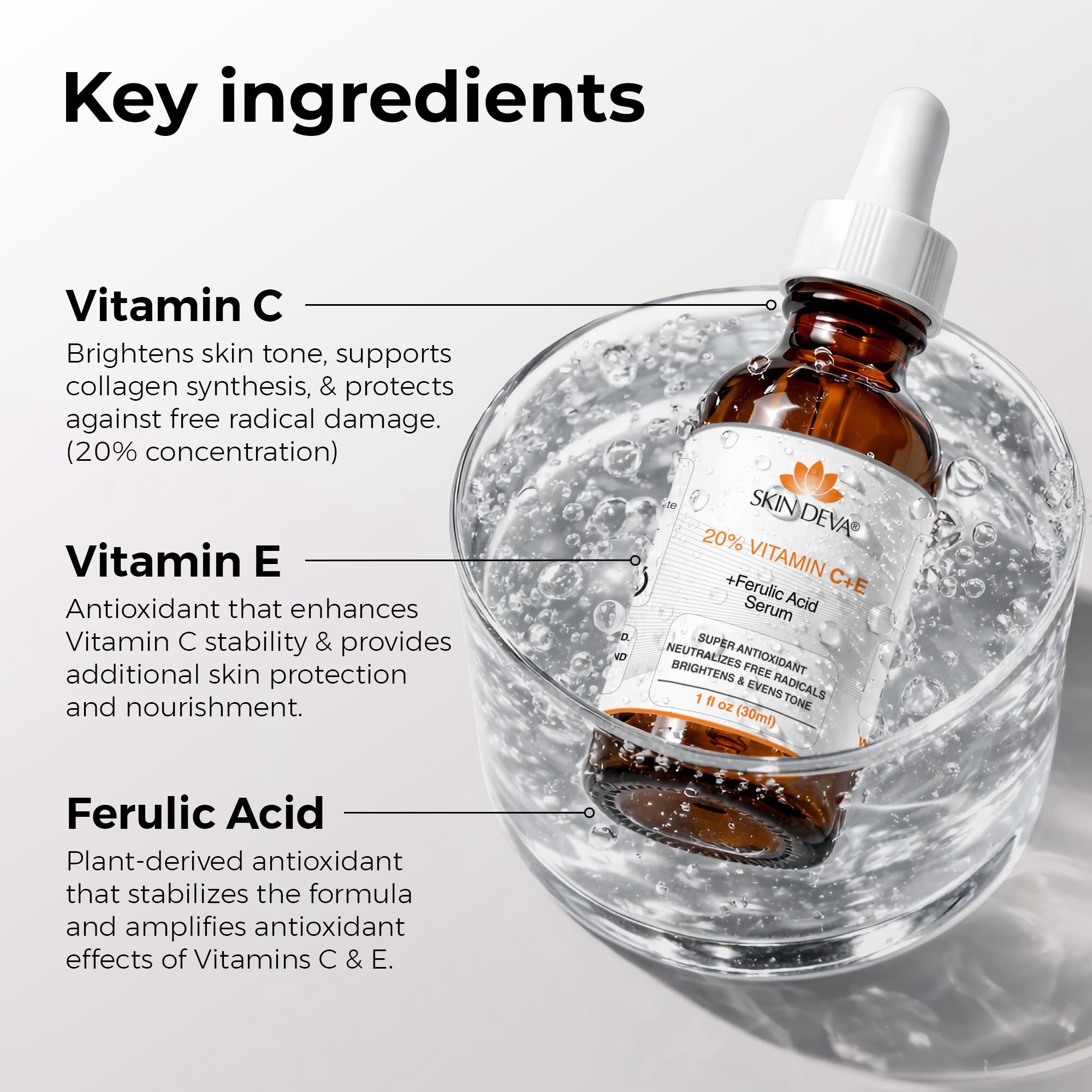 Skin Deva 20% Vitamin C Serum Anti Aging with Hyaluronic Acid & Vitamin E - SKIN DEVA Official Product View 4