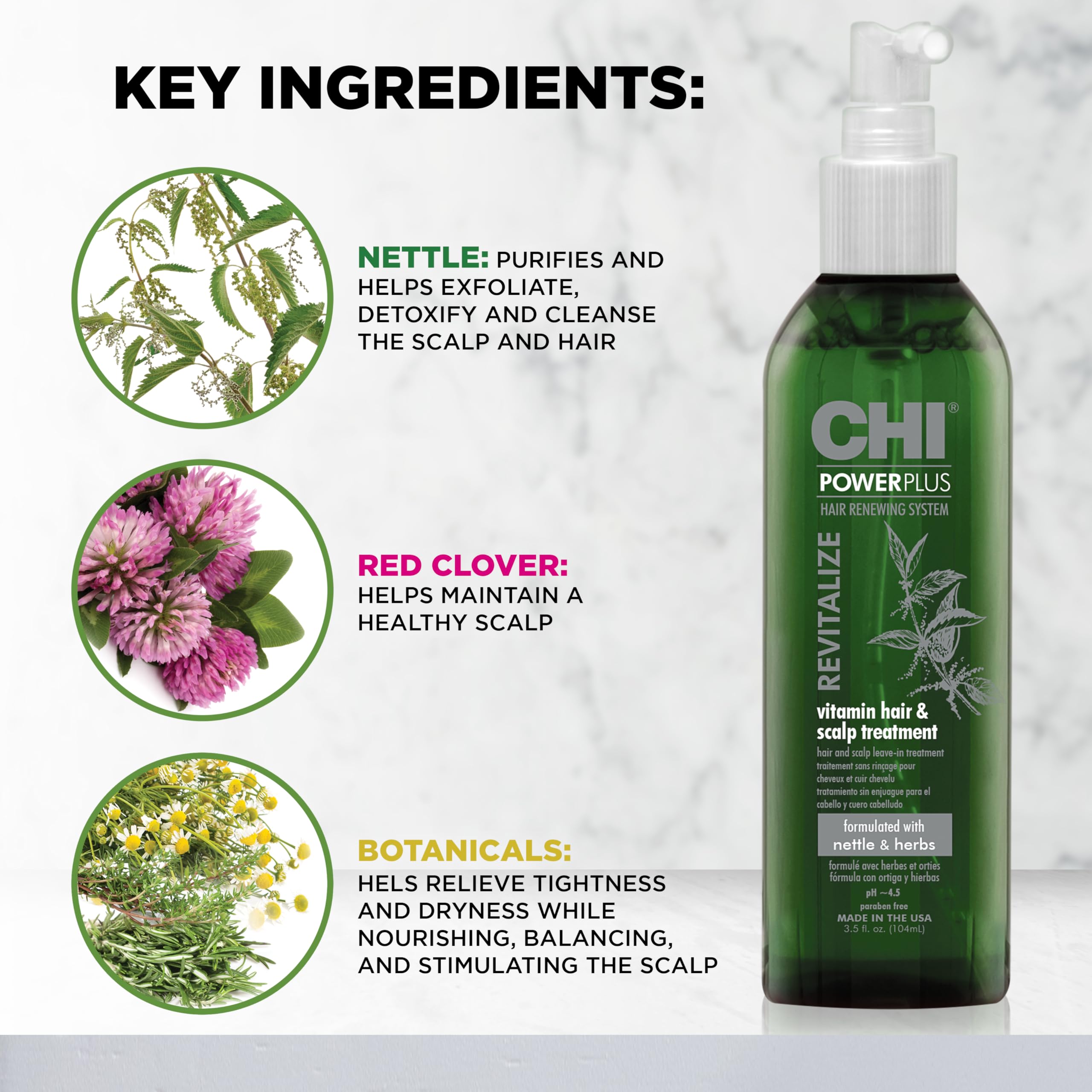 CHI PowerPlus Revitalizing Hair Treatment, Relieves Tightness & Dryness, Made With Botanicals & Vitamins to Nourish, Balance & Stimulate Scalp, 3 Oz