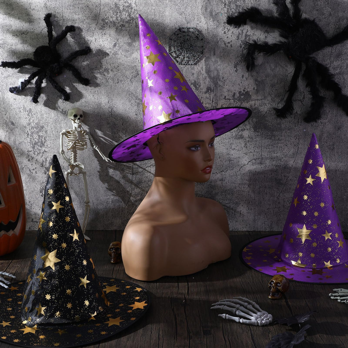 Newcotte 16 Pcs Witch Hat Halloween Costumes for Women Men - Newcotte Official Imagery - 6