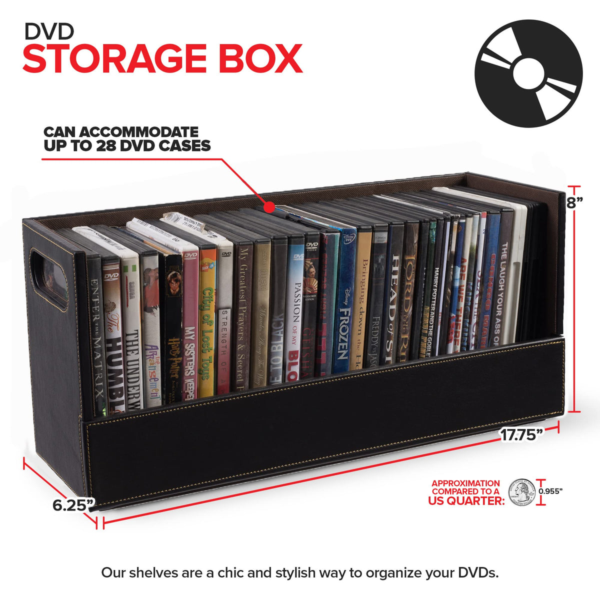 Stock Your Home DVD Storage Box Movie Shelf Organizer for - Stock Your Home Official Imagery - 3