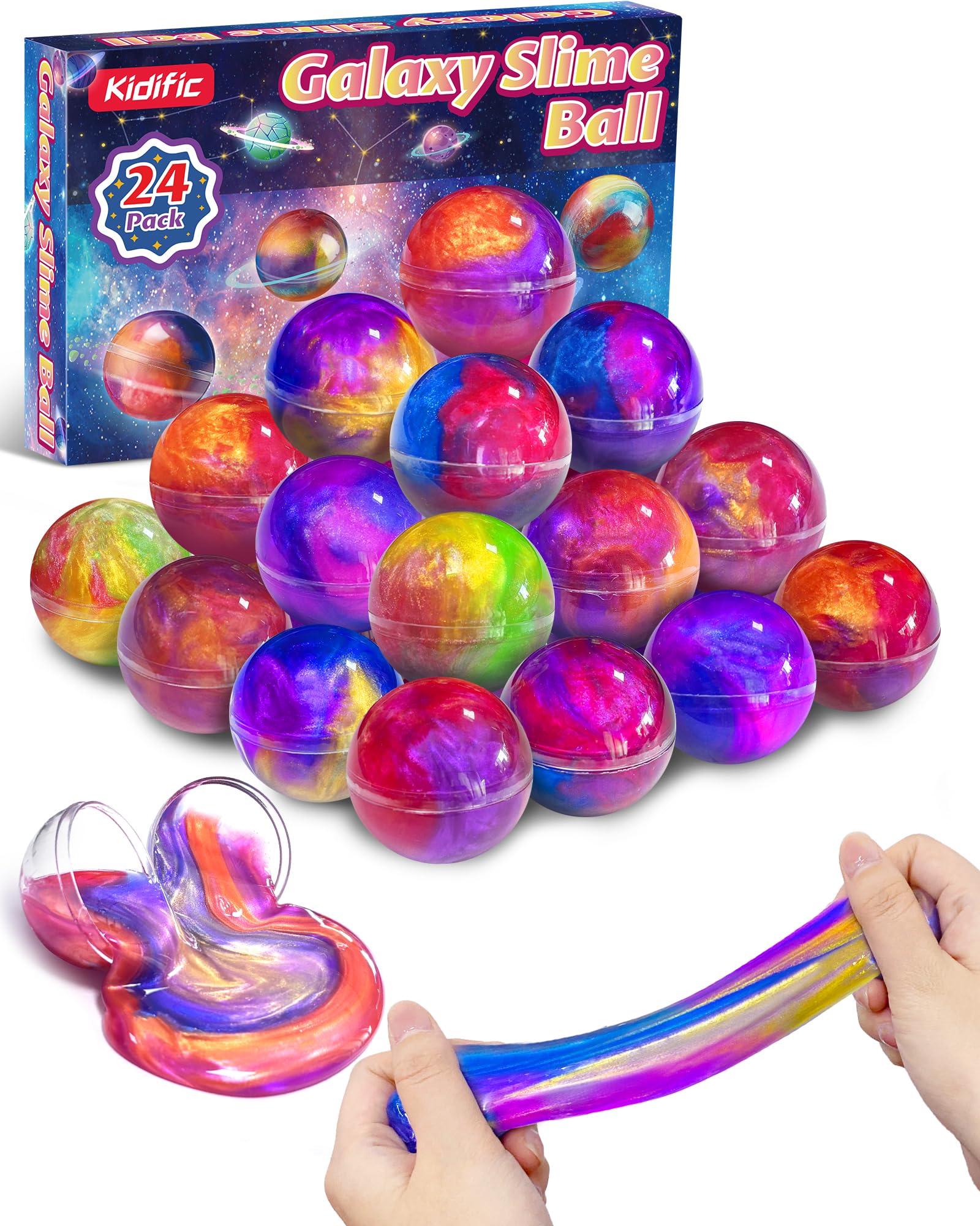 24 Pack Galaxy Slime Party Favors Classroom Prizes for Kids - Product Imagery