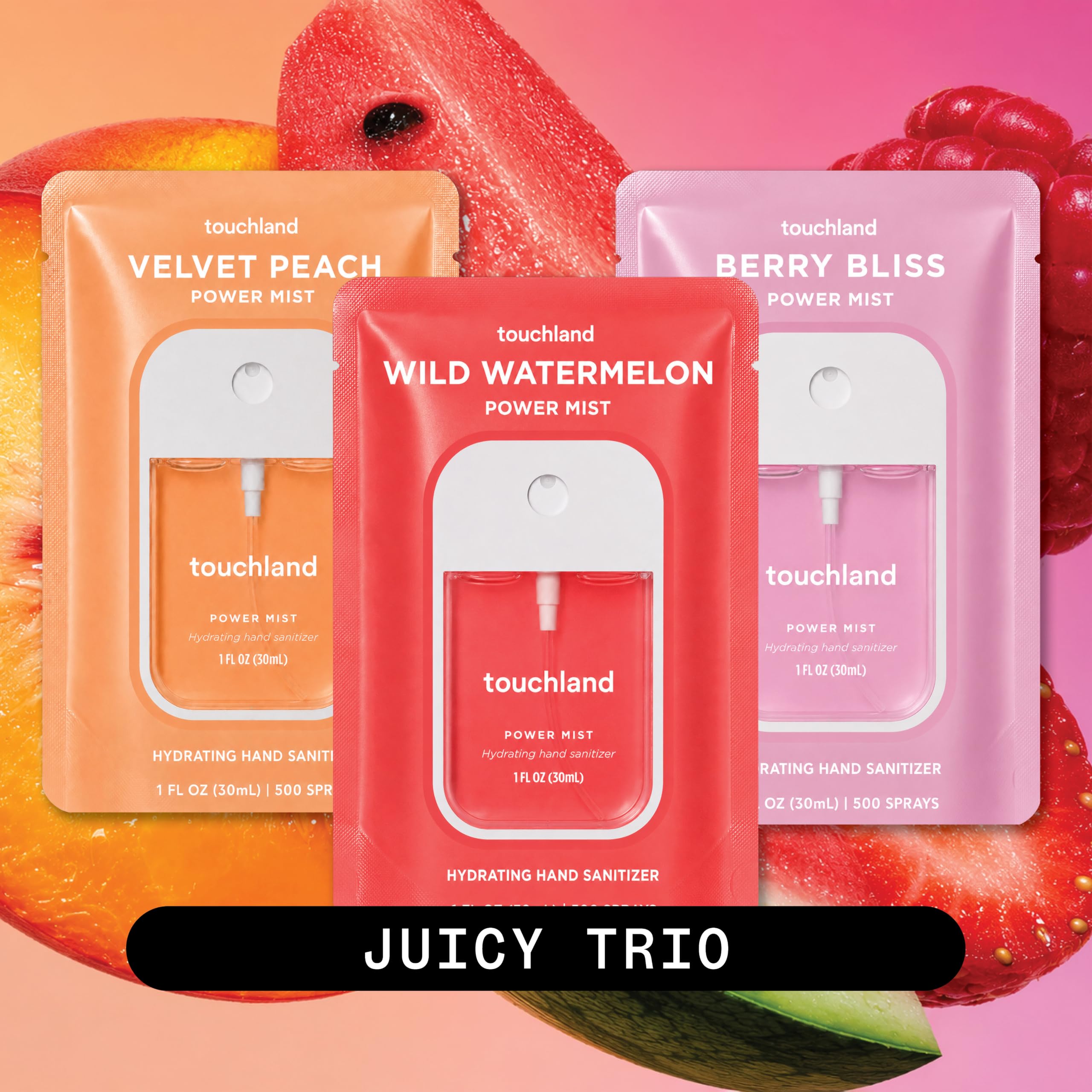 Touchland Juicy Trio Hydrating Hand Sanitizer Spray Set Travel Size - View 3