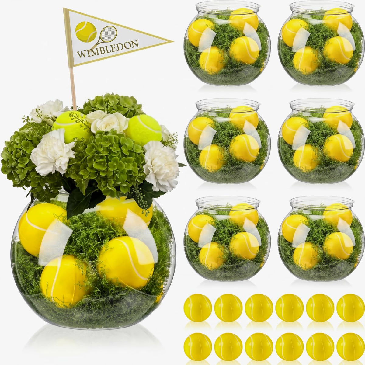 6 Set Tennis Party Table Decorations Transparent Plastic - Ferrochef Official Imagery - 1