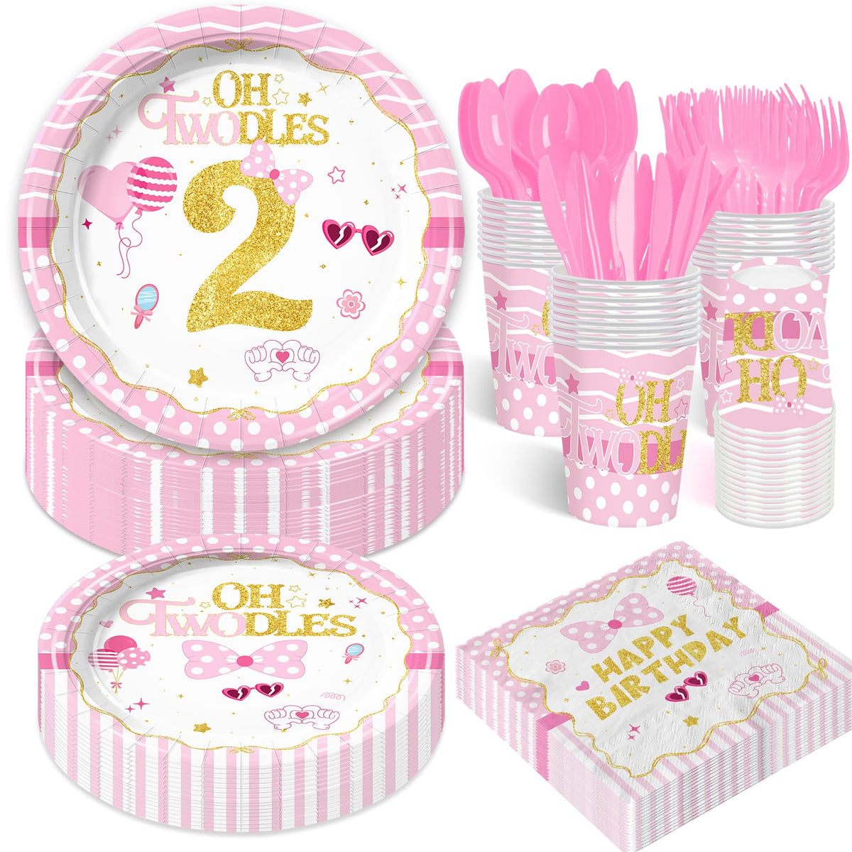 168PCS Party Supplies Cute Theme Birthday Decorations Serve - Galameow Official Imagery - 8