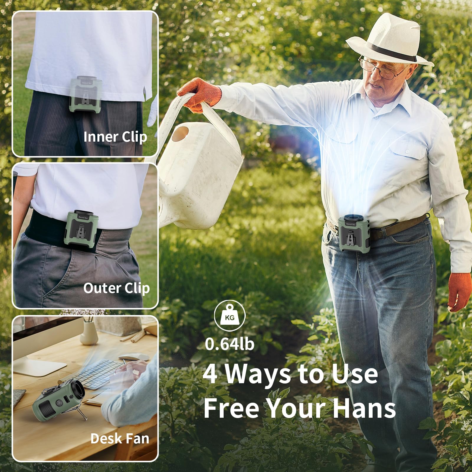 Socool fan Socool 10000mAh Portable Waist Fan Clip on Wearable Belt Personal Fan - Socool fan Official Product View 4