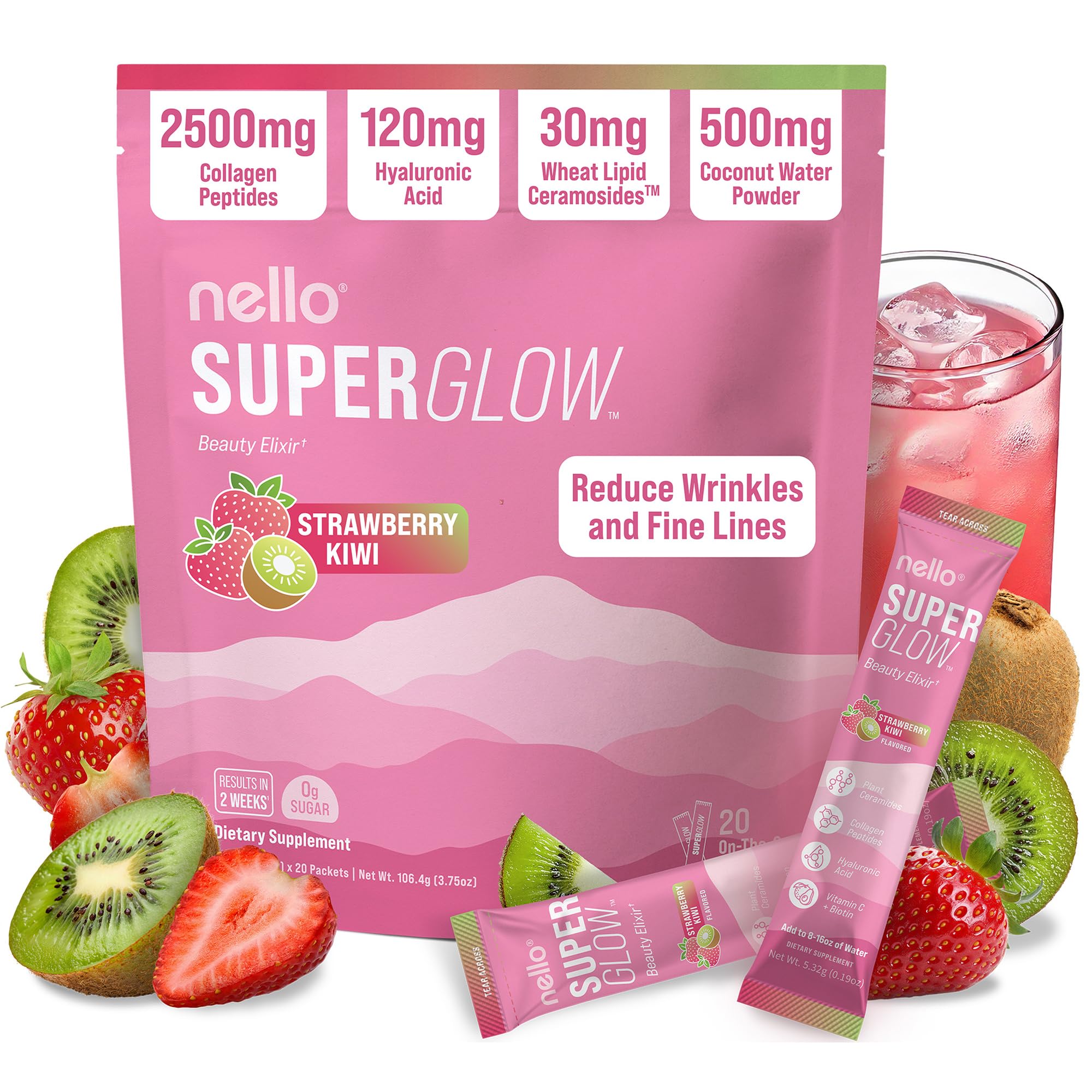Nello Superglow Powdered Drink Mix Skin Hydration Glow Hair - Nello Official Imagery - 2