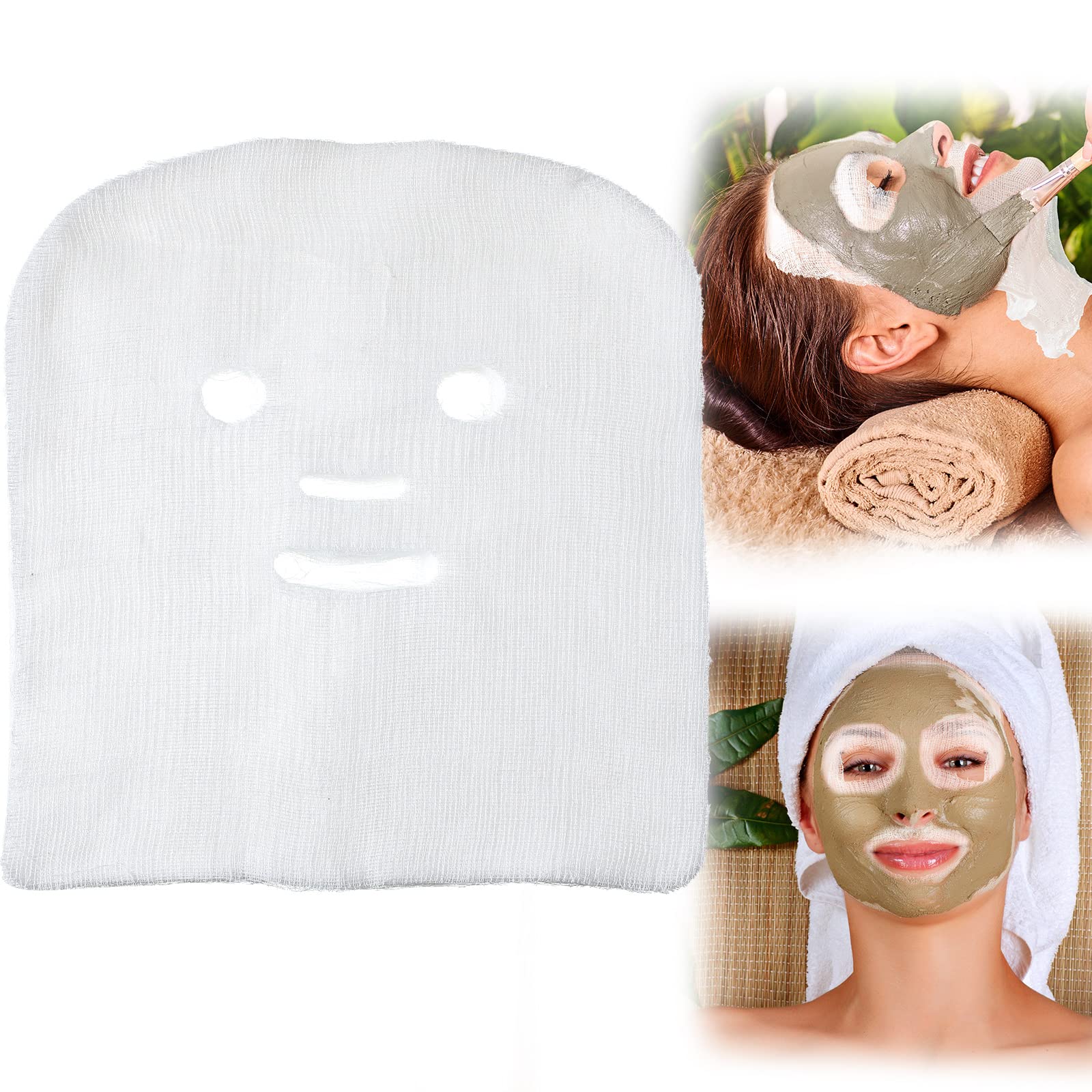 100 Pcs Precut Gauze Facial Mask Sheets for Home Salon DIY Skin - Leelosp