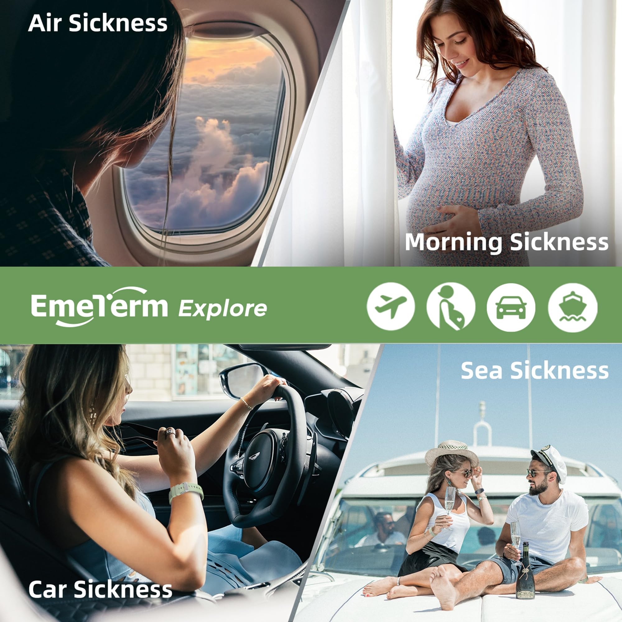 EmeTerm Explore Classic FDA-Cleared Anti-Nausea Wristband IP67 Waterproof Mornin - EmeTerm Official Product View 7