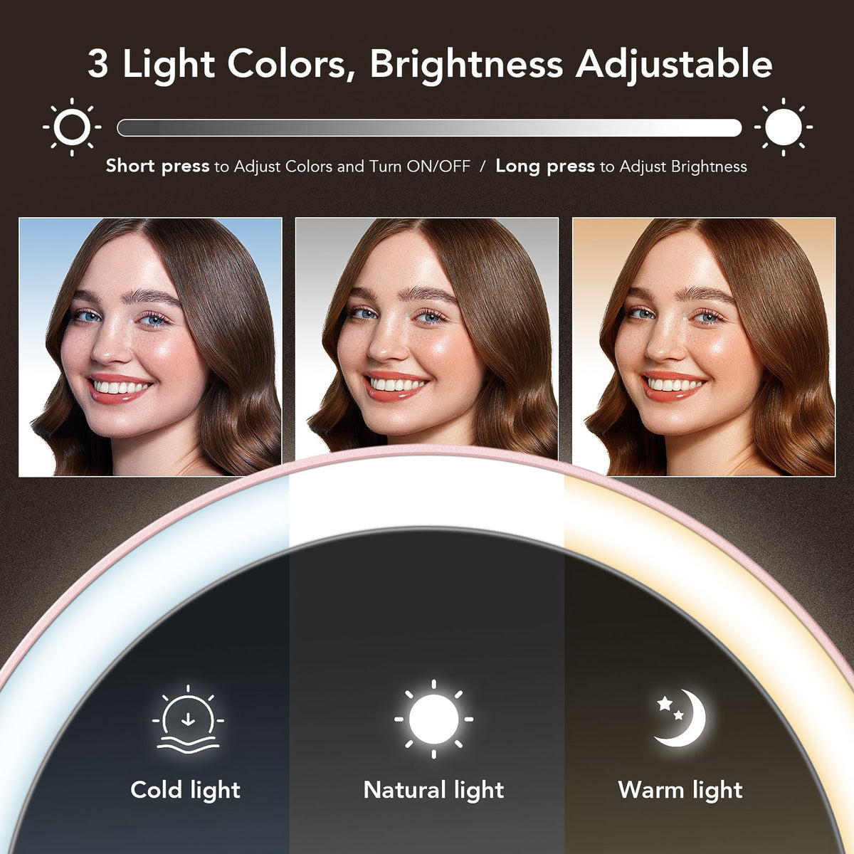 LitBear Travel Makeup Mirror with Lights Rechargeable Double - LitBear Official Imagery - 5