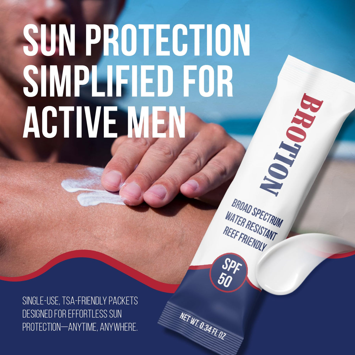 Broad Spectrum SPF 50 Travel Size Sunscreen Packets Water - BROTION Official Imagery - 3