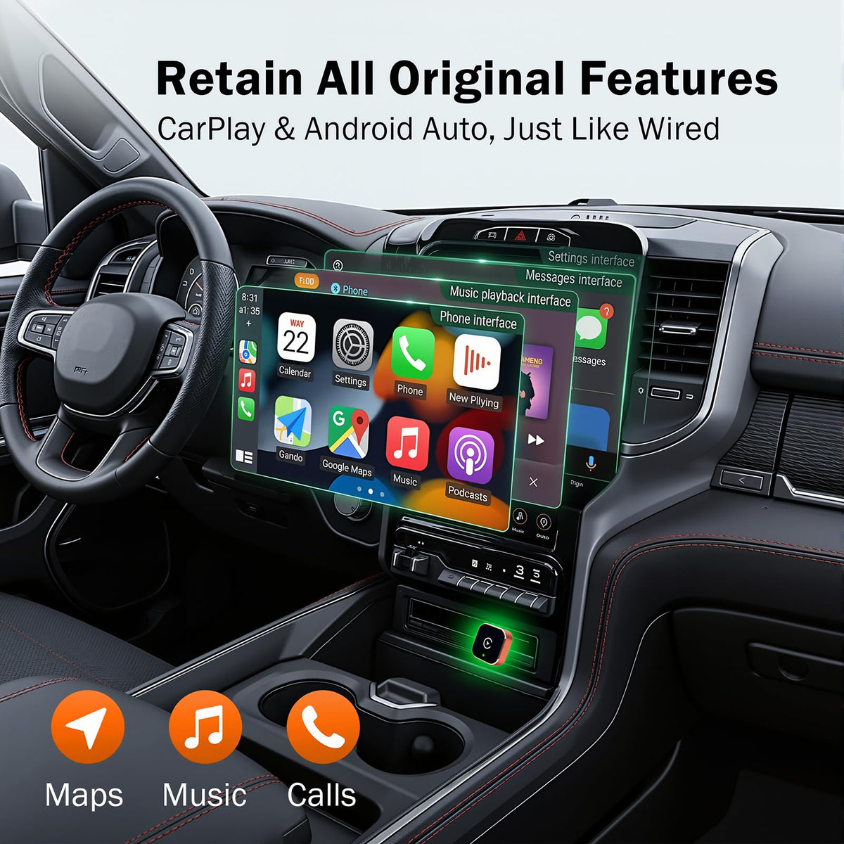 Wireless CarPlay Adapter for iPhone Android Auto Adapter - Gallasys Official Imagery - 3