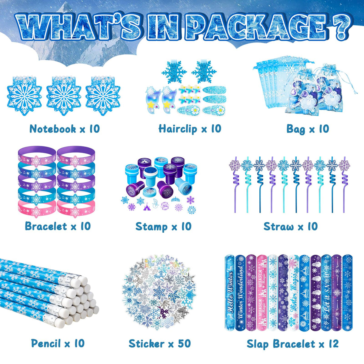 DMIGHT 130PCS Frozen Party Favors for Girls Winter Birthday - DMIGHT Official Imagery - 4