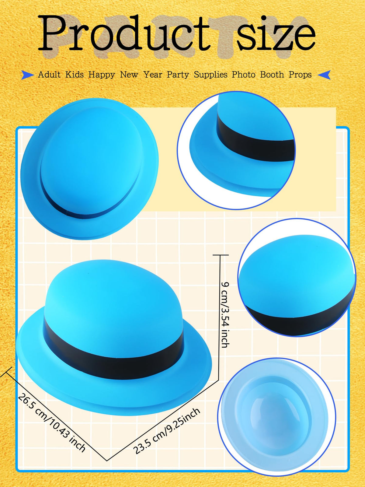 24 Pack Colorful Bowler Hats Bulk Plastic Bowler Hat Neon - SGBETTER Official Imagery - 3