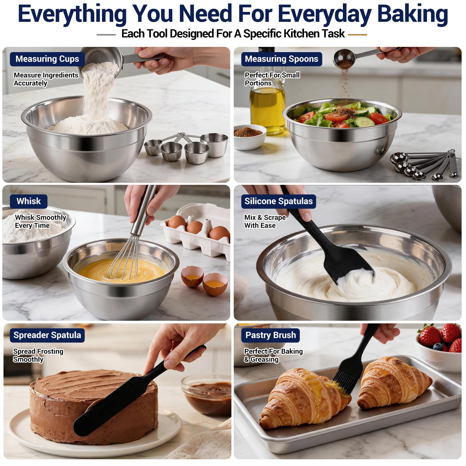 WEPSEN Mixing Bowls Set, 25PCS Stainless Steel Mixing Bowl with Lid Set, Large N - WEPSEN Official Product View 5