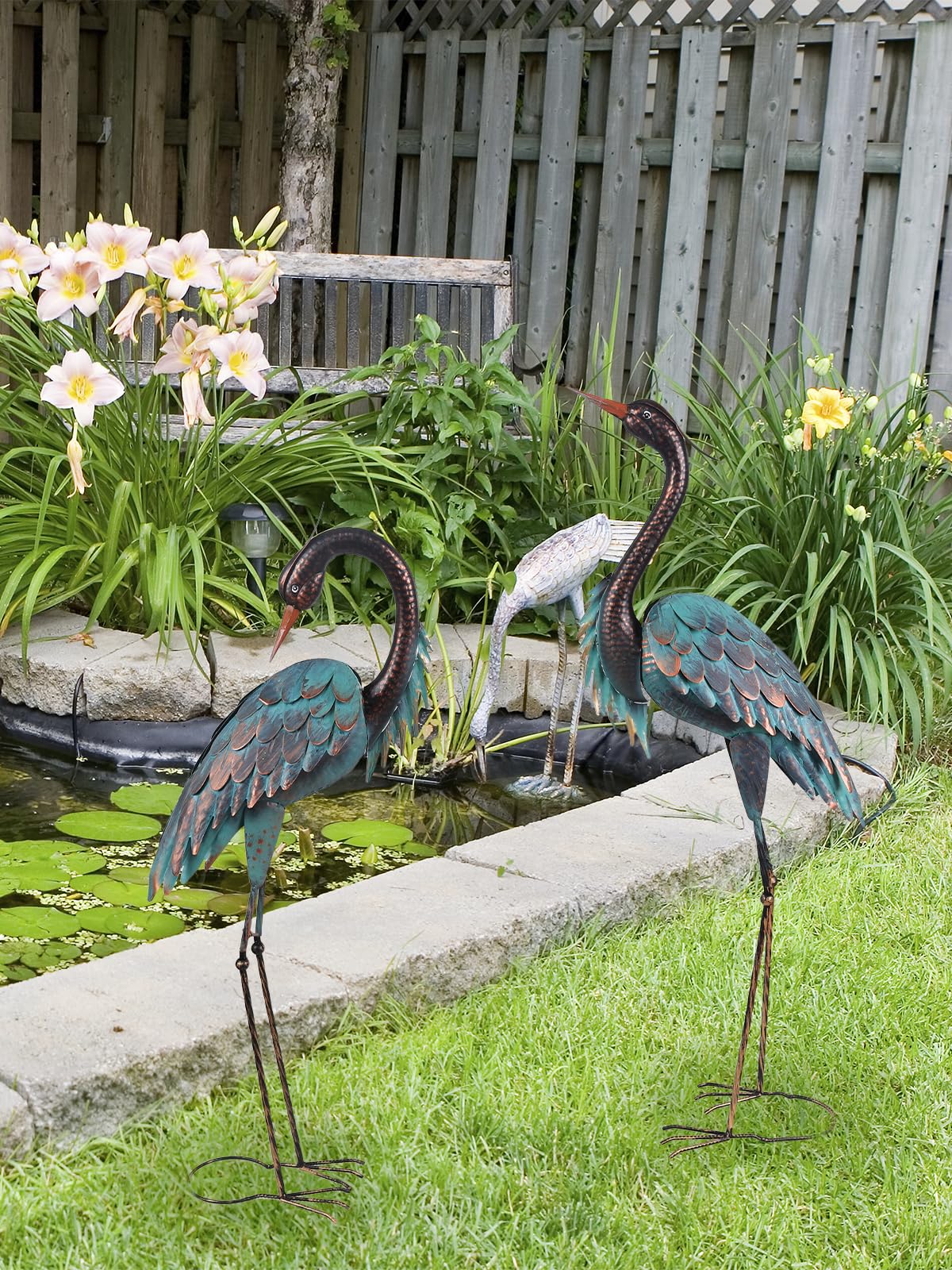 Garden Decor Outdoor Statues 40 37 Large Metal Heron - YEAHOME Official Imagery - 6