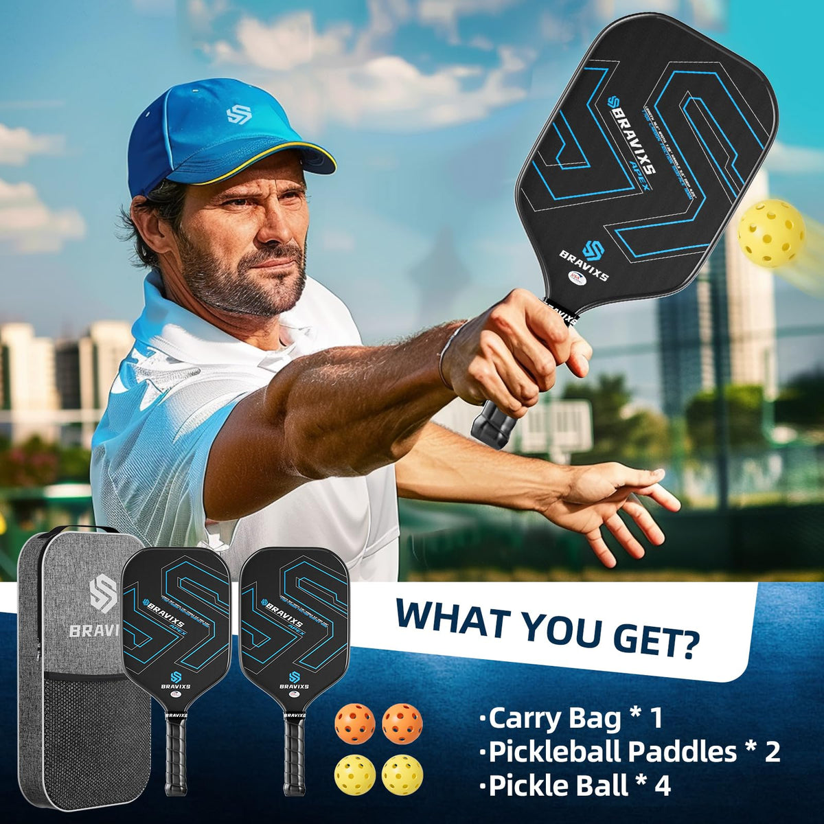 Pickleball Paddles Set of 2 USAPA Approved T700 Raw Carbon - Bravixs Official Imagery - 7
