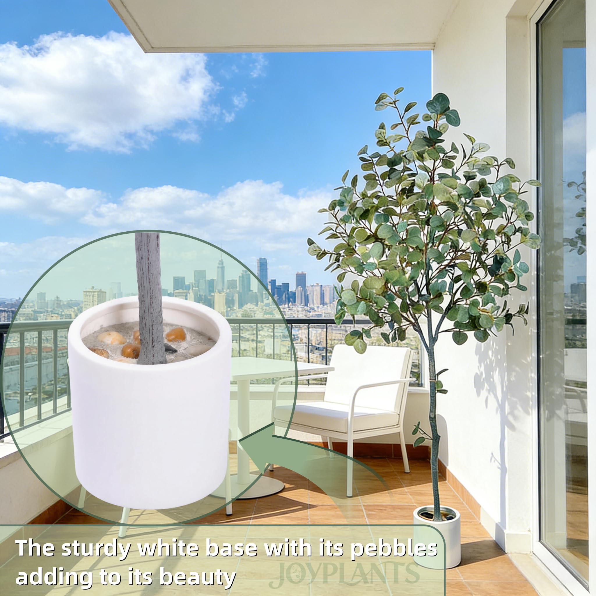 Joyplants 6ft artificial eucalyptus tree with lifelike silver dollar silk leaves, realistic faux plant for home decor