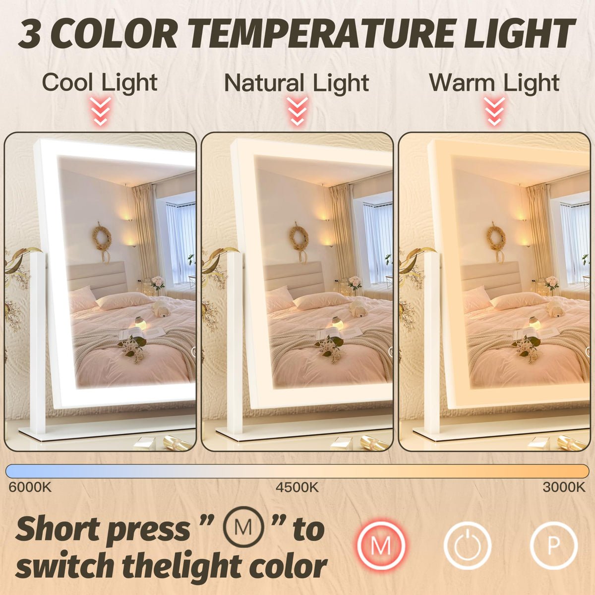 FENNIO Vanity Mirror with Lights 13 x 17 Makeup Mirror with - FENNIO Official Imagery - 4
