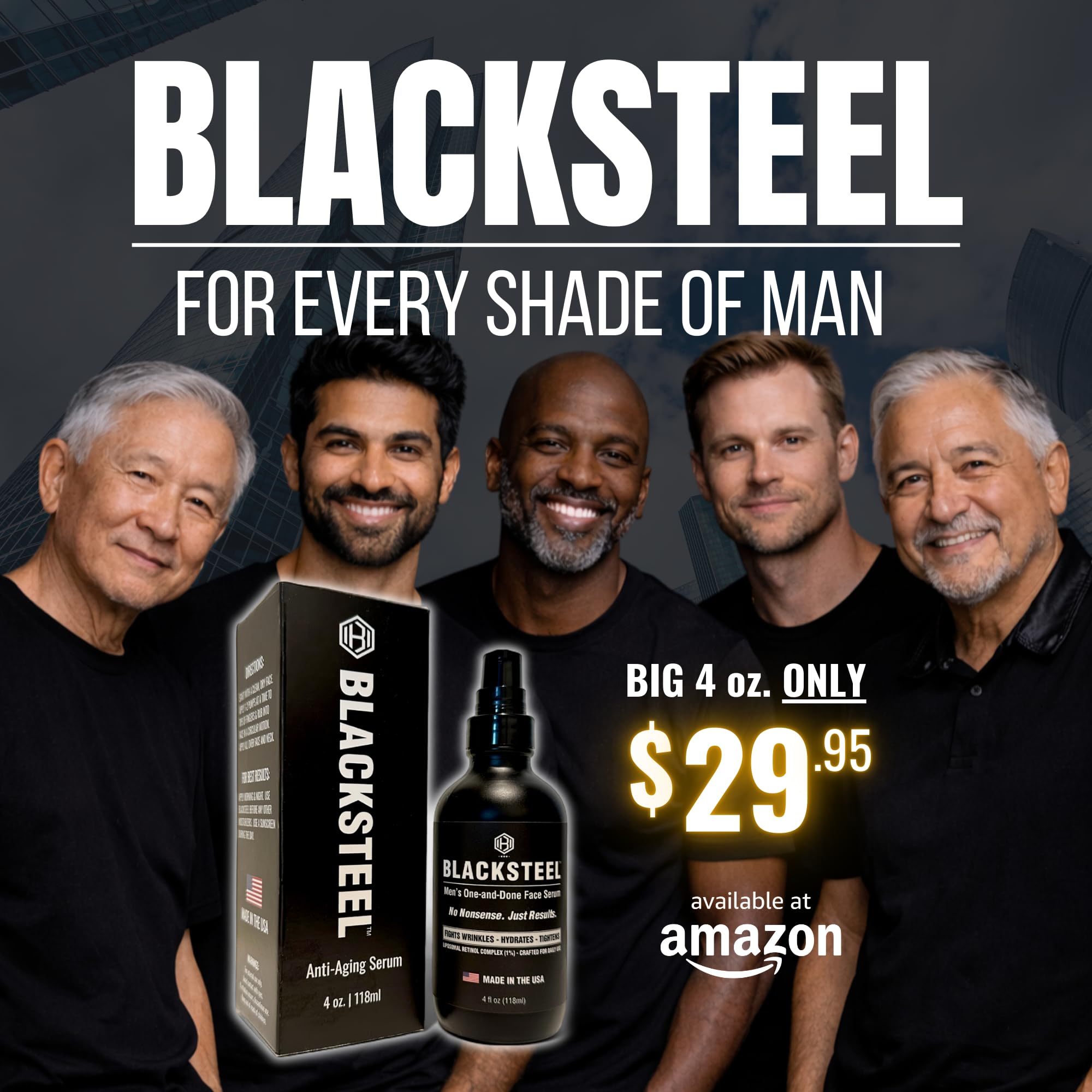 BLACKSTEEL Men's Anti - Aging Face Serum with Retinol & Hyalur - BLACKSTEEL Official Product View 5