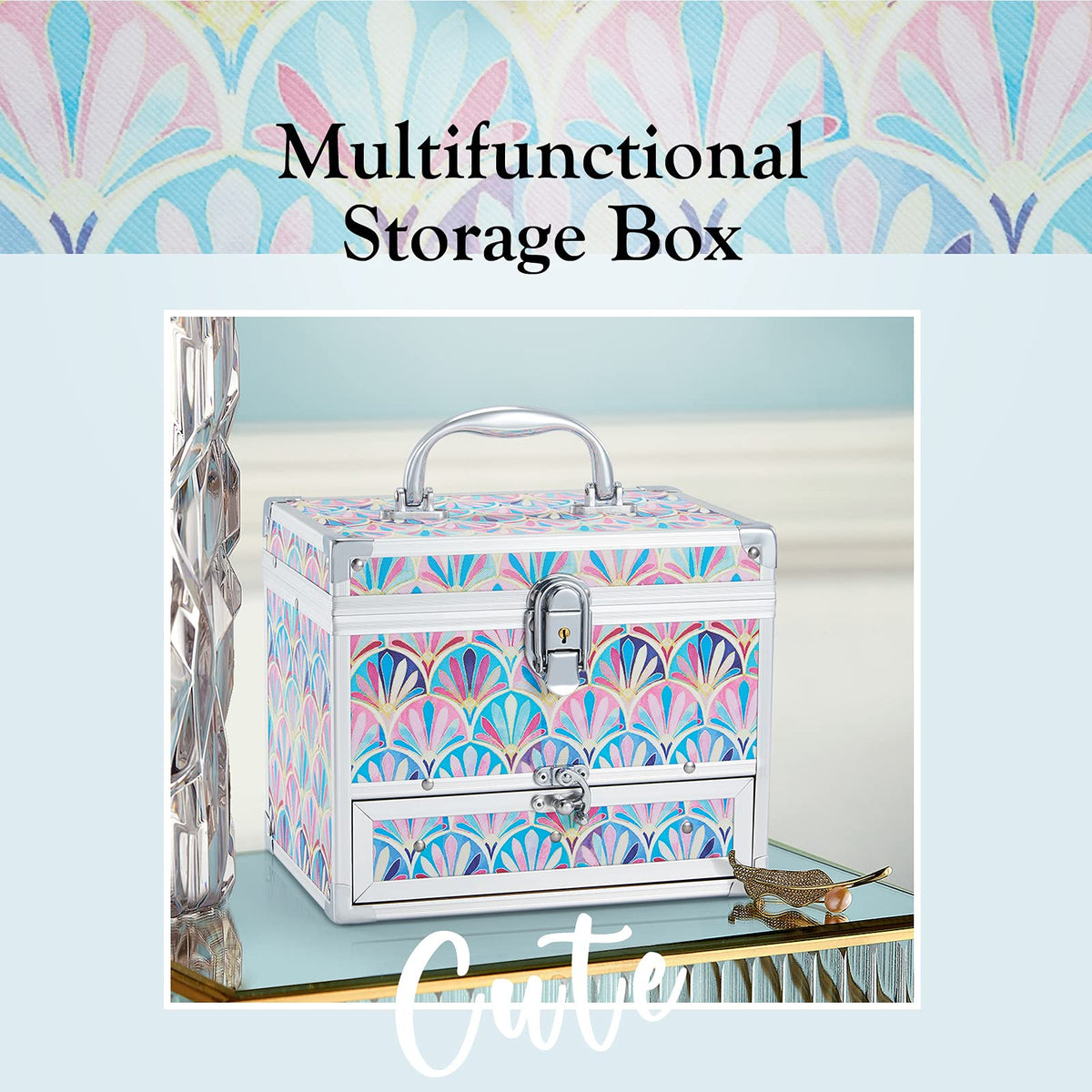 Girls Jewelry Box Organizer with Drawer Mirror Mermaid Tail - Hododou Official Imagery - 8
