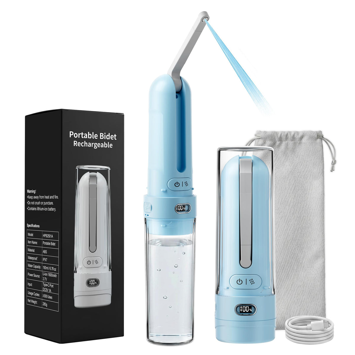 Electric Portable Bidet for Travel Outdoor Camping Sky Blue - WeWi HLTH Official Imagery - 2