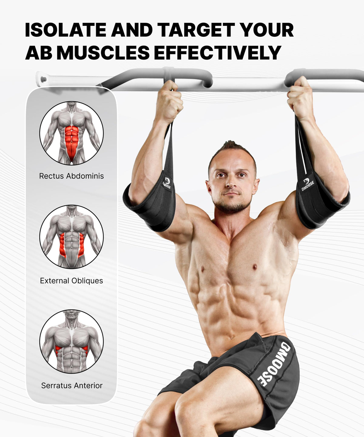 DMoose Fitness Hanging Ab Straps for Pull Up Bar Core - DMoose Fitness Official Imagery - 8