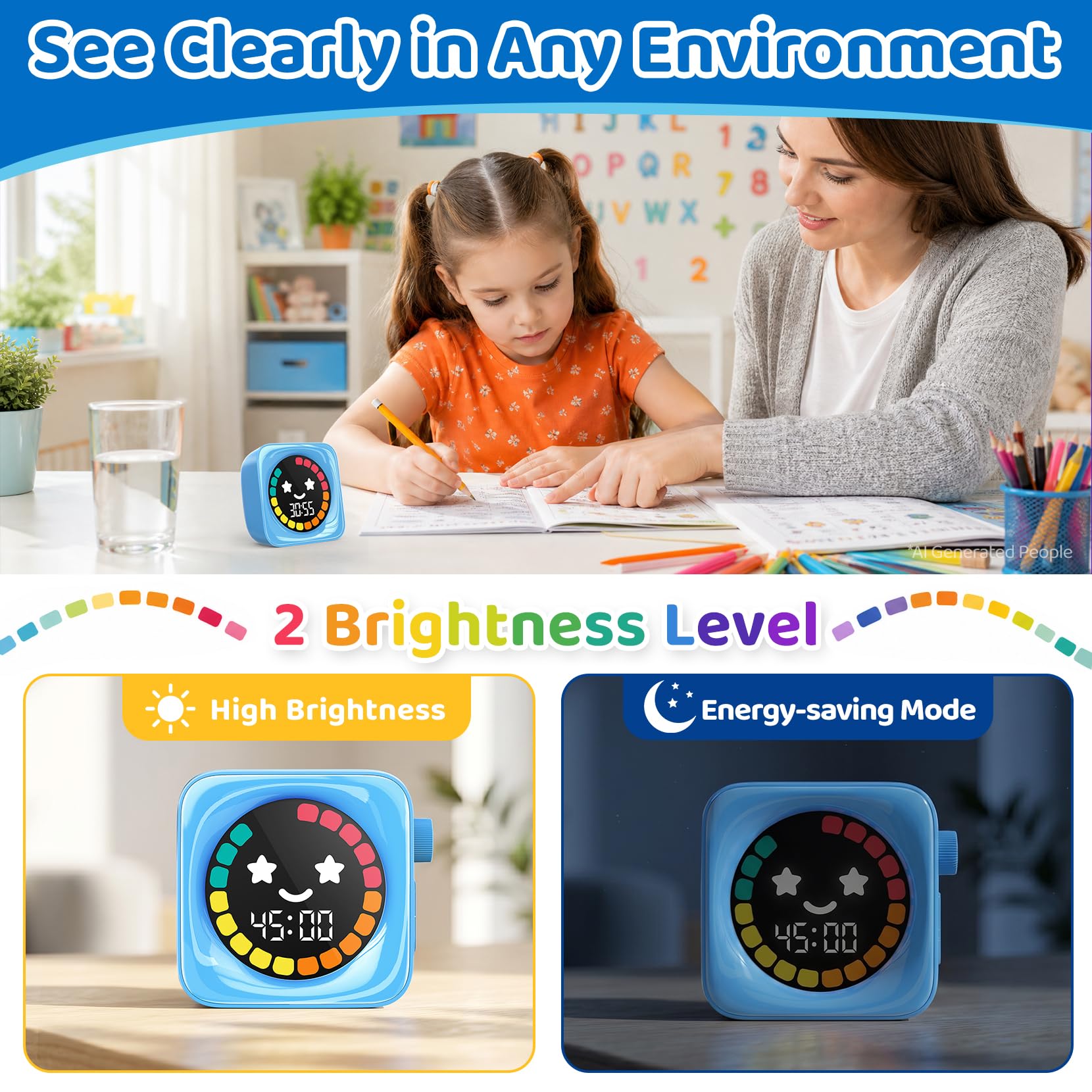 HAUKINIX Visual Timer for Kids ADHD, 99-Mins Digital Countdown/Stopwat - View 7
