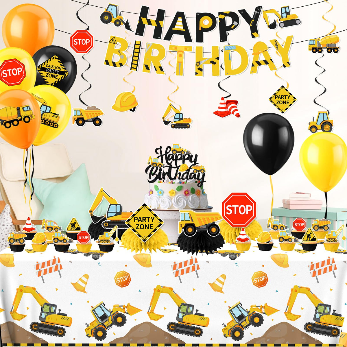 Construction Birthday Decorations 245PCS Construction - Guzbewu Official Imagery - 6