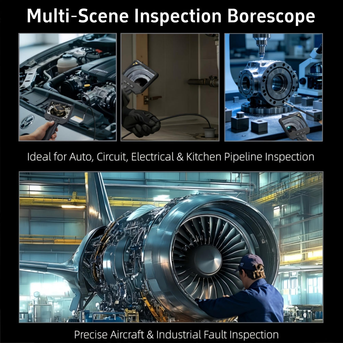 Dual Lens Endoscope Camera with Light 1920P Industrial - NIDAGE Official Imagery - 8