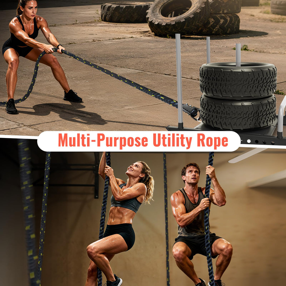 Weight Sled Pulling Rope 15FT 20FT 30FT 40FT 50FT Trainer - Brobantle Official Imagery - 7