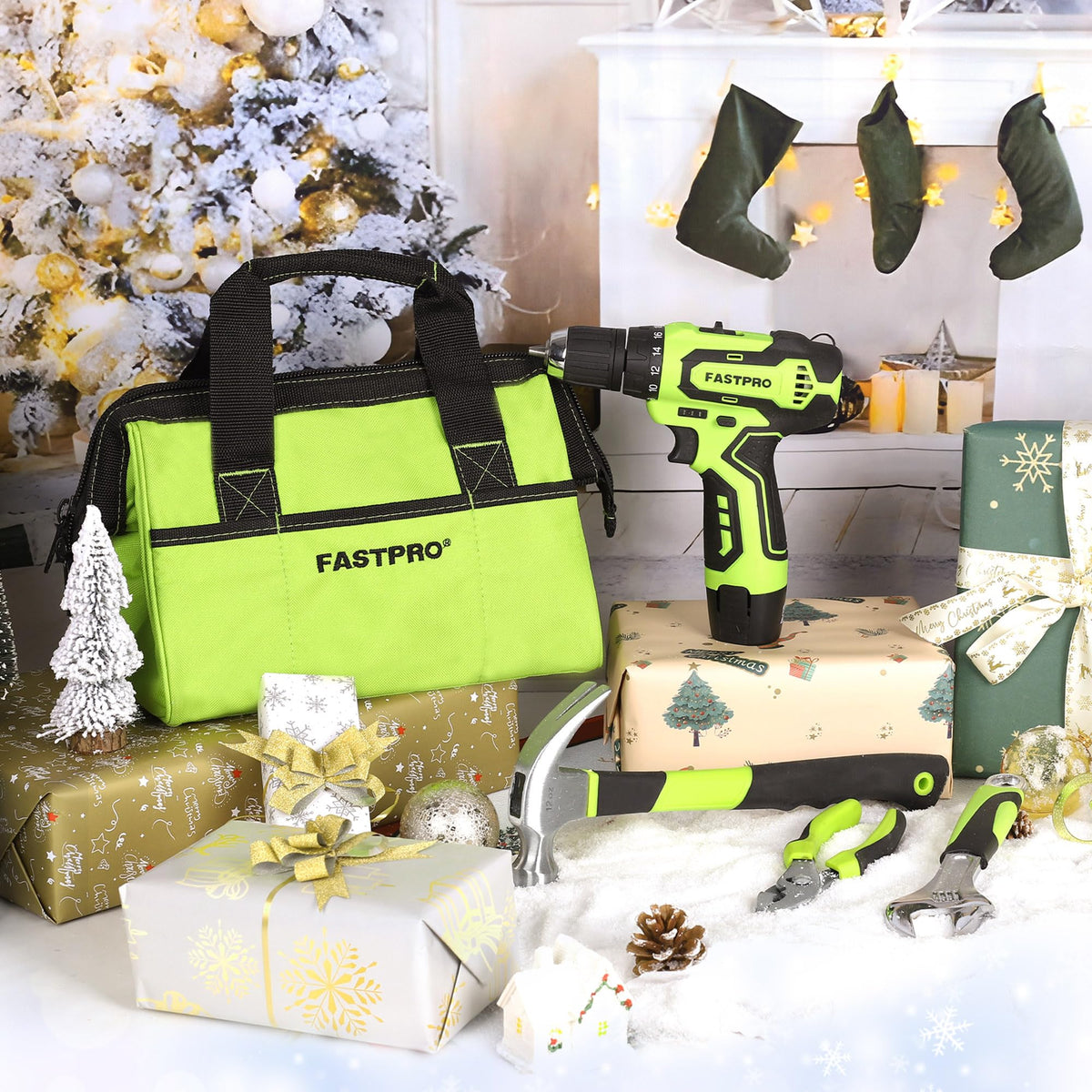 FASTPRO 12V Cordless Drill Set Home Tool Kit with Bag Green - FASTPRO Official Imagery - 3