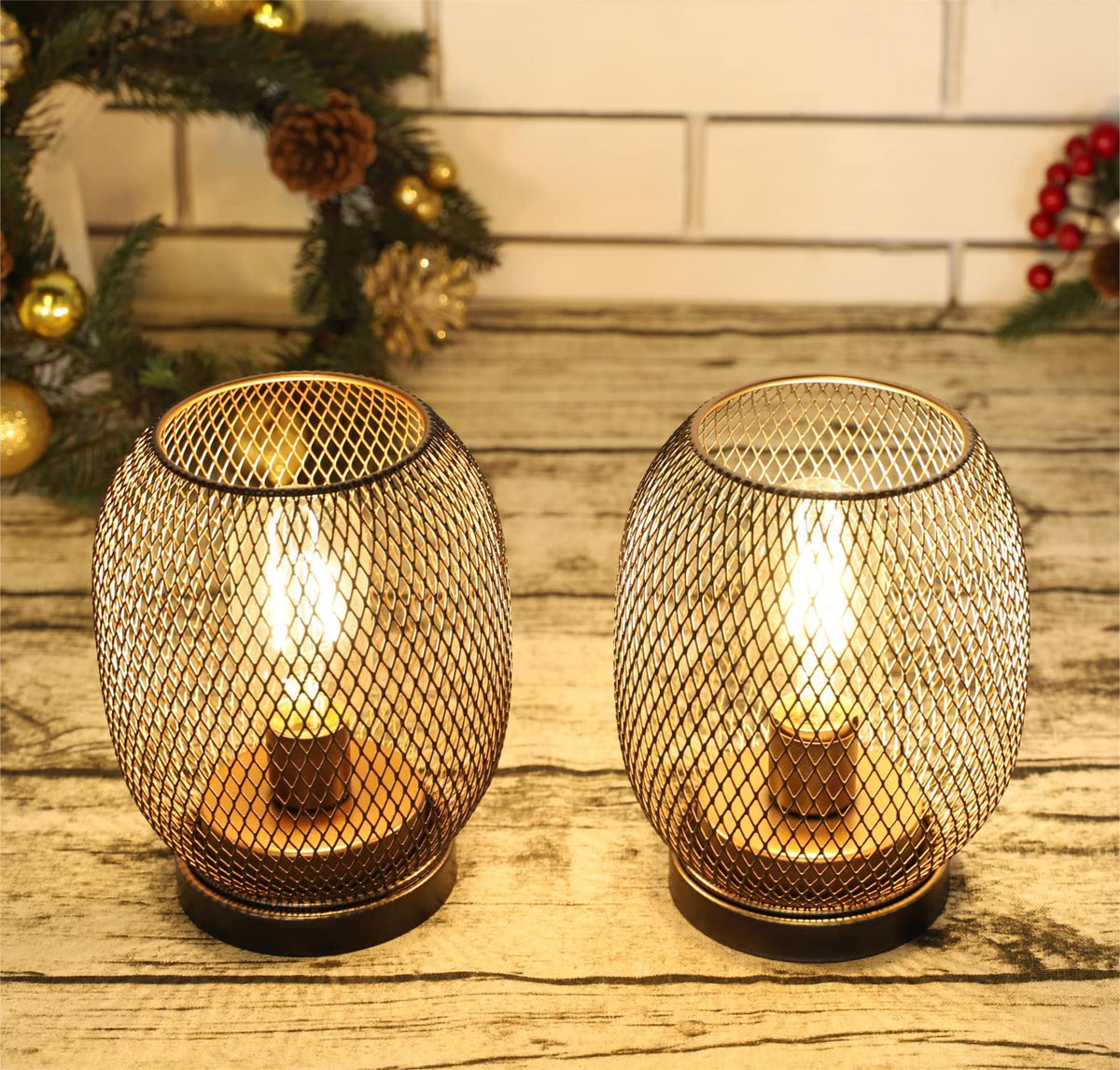 JHY DESIGN Set of 2 Metal Cage LED Lantern Battery Powered - JHY DESIGN Official Imagery - 5