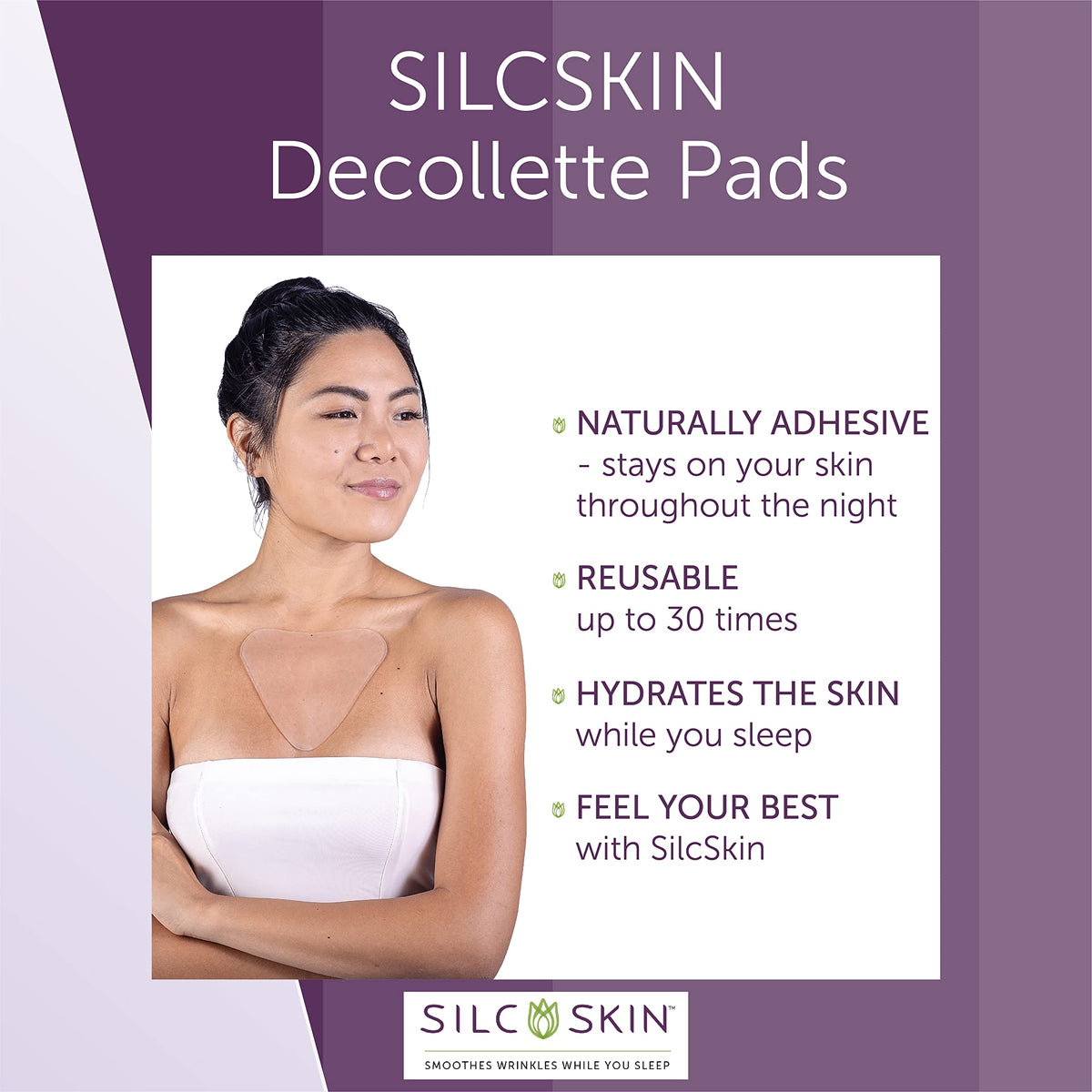 Silc Skin Decollette Pad for Chest Wrinkles 30 Day Supply - Silc Skin Official Imagery - 6