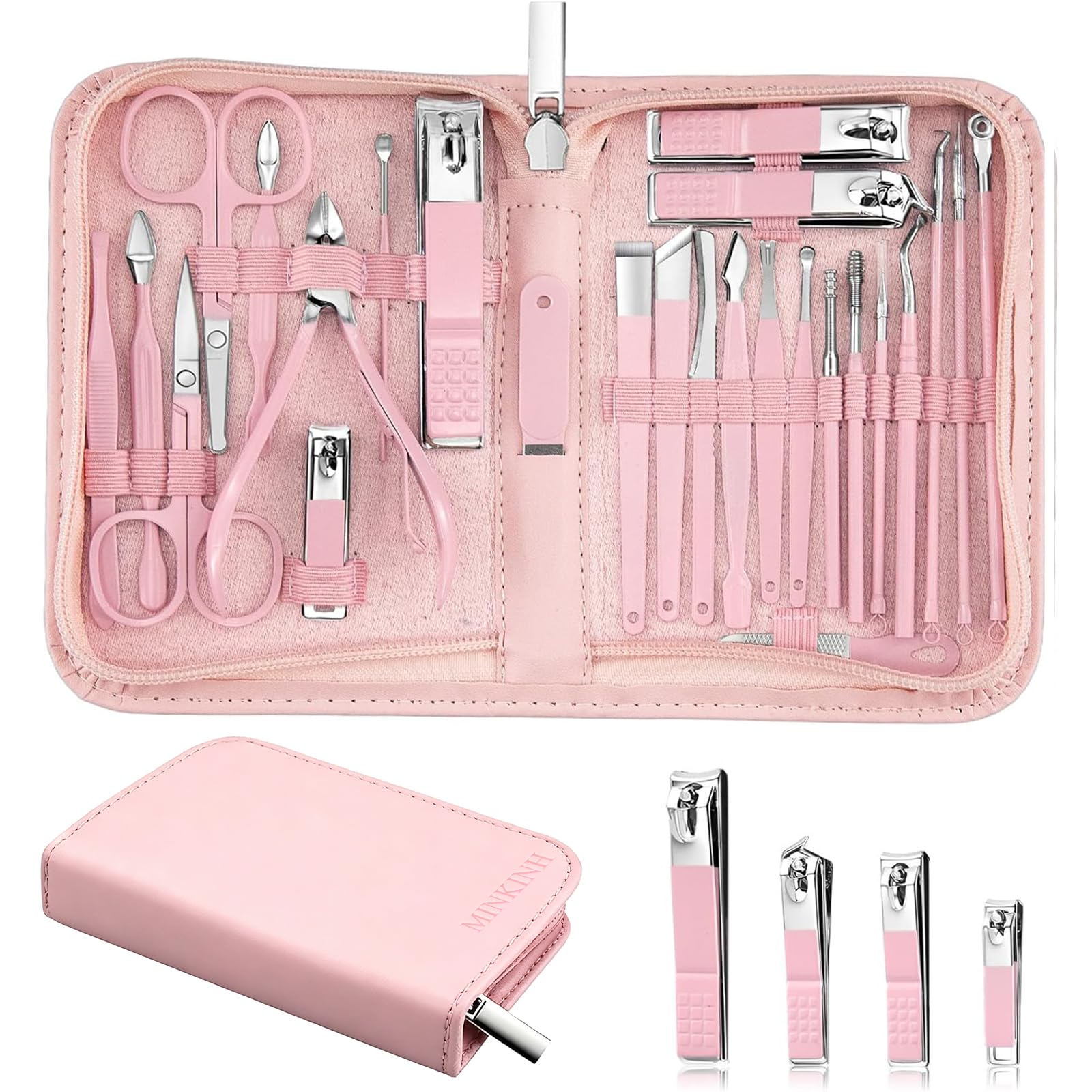 MINKINH Manicure Set Professional Nail Clipper Kit-26 Pieces,Brow by MINKINH - Angle View 10