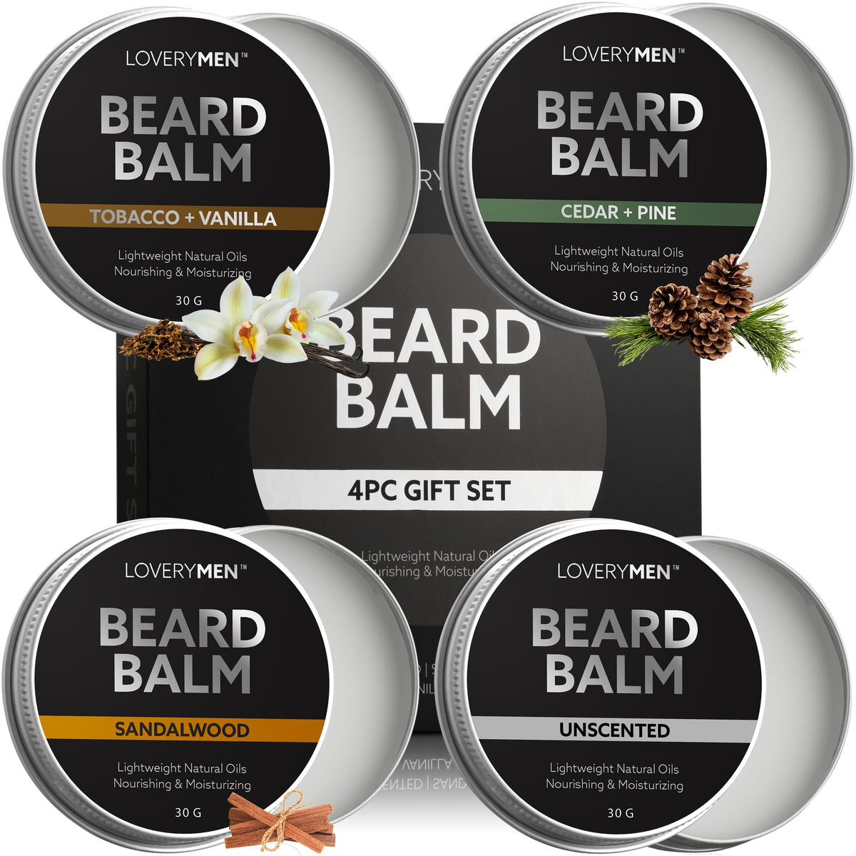 LOVERY Beard Balm for Men Gift Set in Unscented Sandalwood - LOVERY Official Imagery - 2
