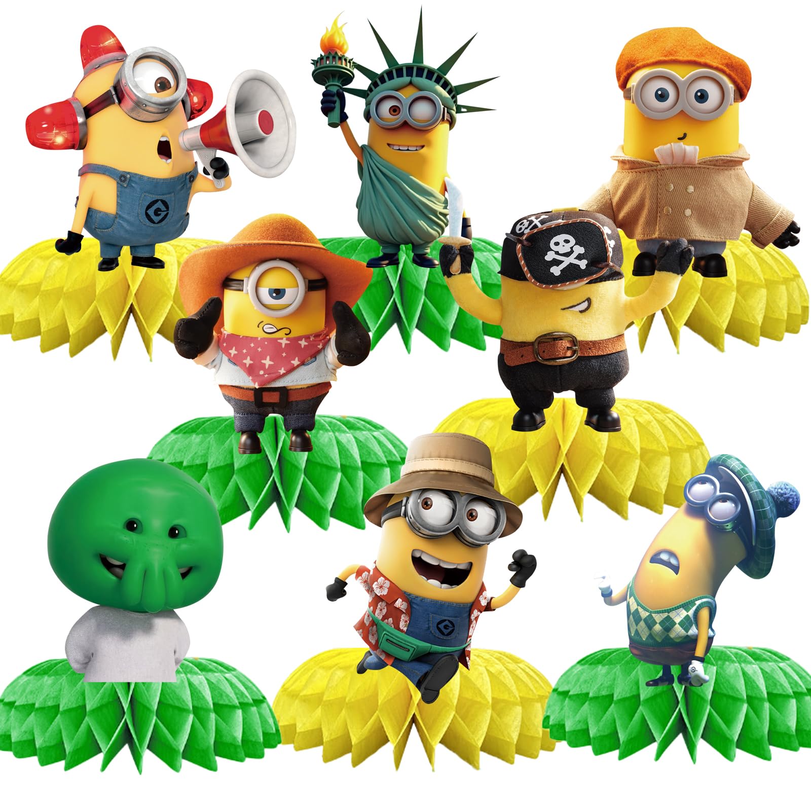 for Minions Birthday Party Supplies, 8Pcs Honeycomb Centerpieces - Product Imagery