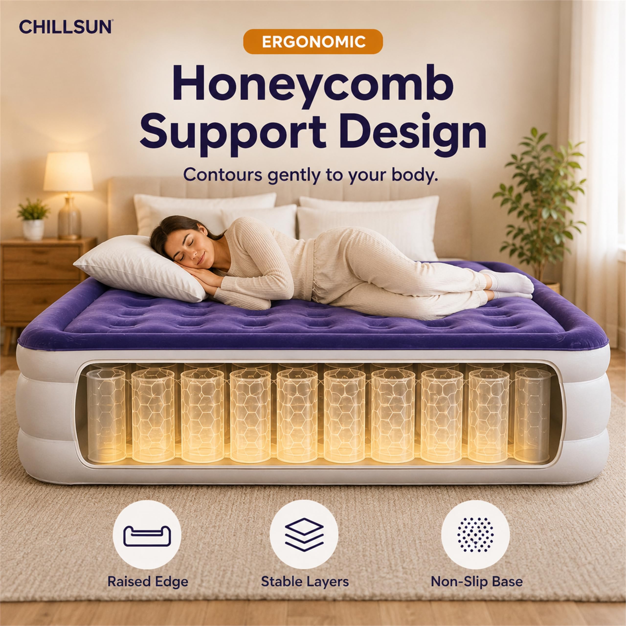 CHILLSUN 18" Twin Air Mattress with Built-in Pump, Inflatable Bed - View 4