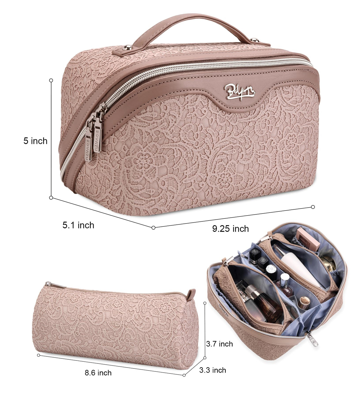 BOYATU Travel Makeup Bags Cosmetic Organizer Bag 3 Set Large - BOYATU Official Imagery - 5