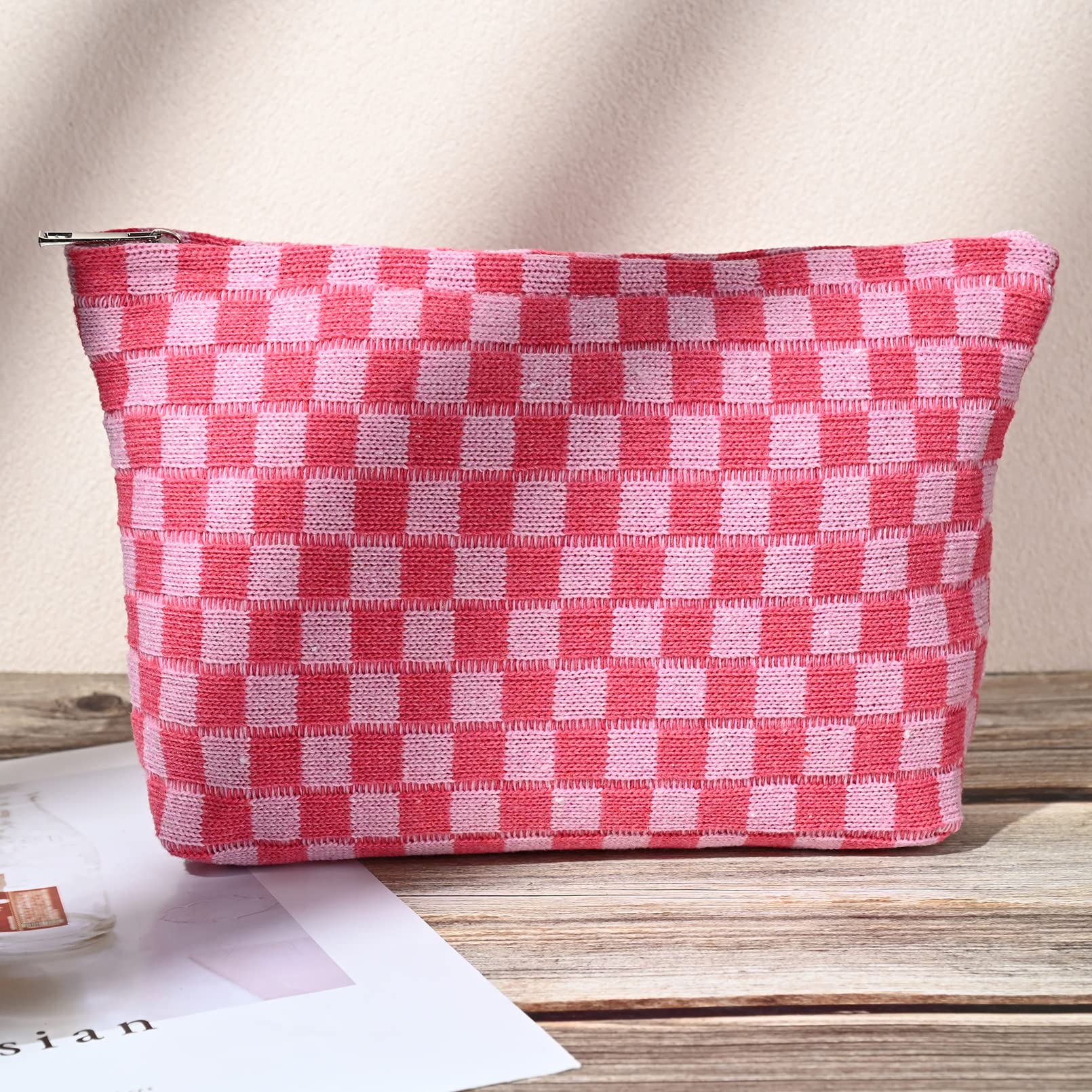 SOIDRAM 2 Pieces Makeup Bag Large Checkered Cosmetic Bag - SOIDRAM Official Product Imagery - 7